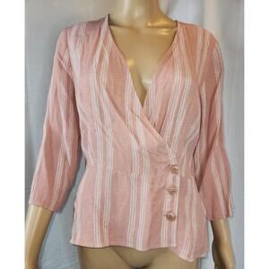 Le Chateau Stripped Blouse | Pink | Small | Buttons |